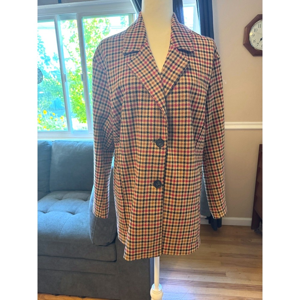 Avec Les Filles Plaid Knit Longline Blazer Size Large
